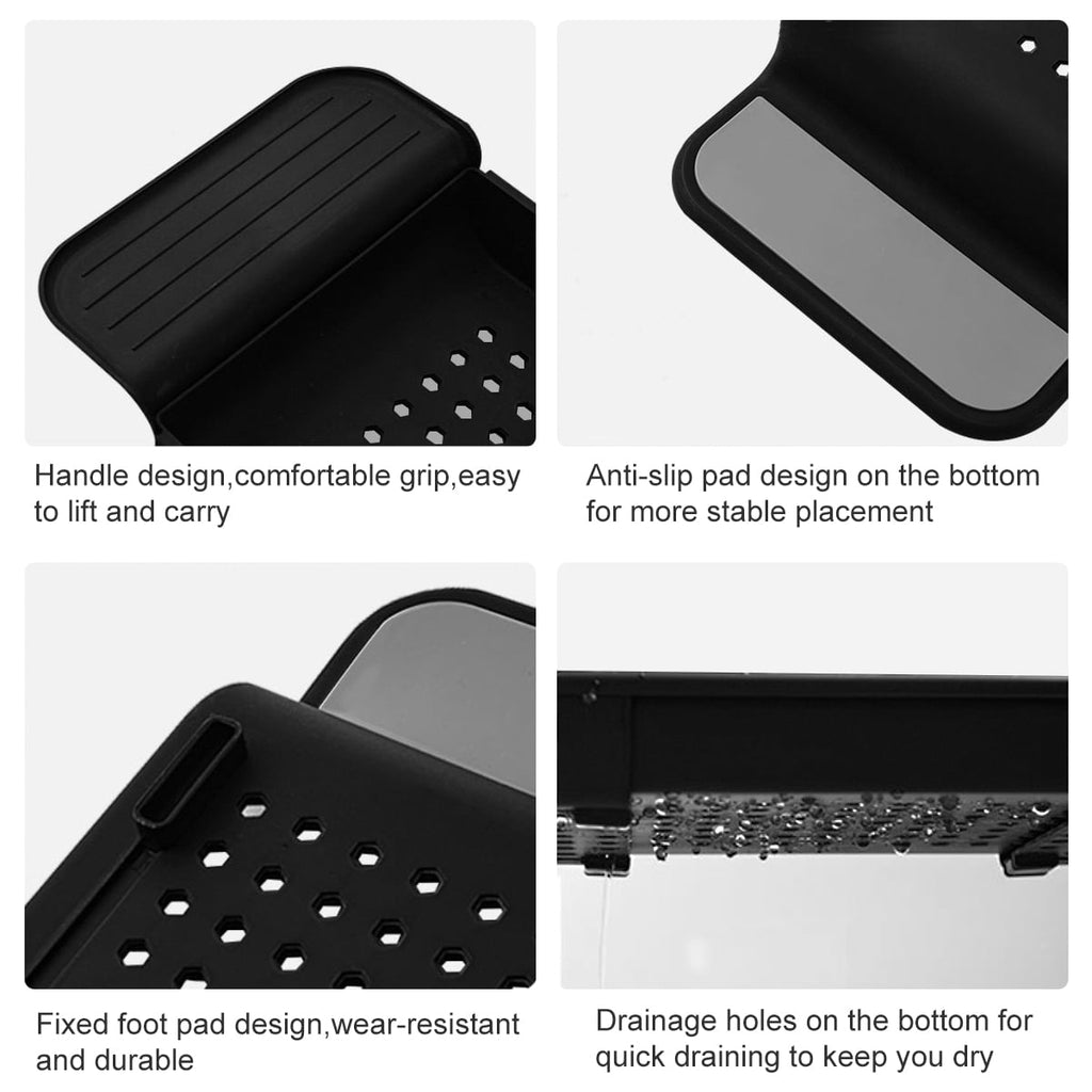 Uptyia 2-Compartment Plastic Bathtub & Shower Organizer with Candle & Phone Holder, Multi-Color - Image 3