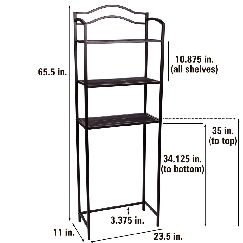 Household Essentials 3-Tier Over the Toilet Storage Shelf, Espresso Brown - Image 2