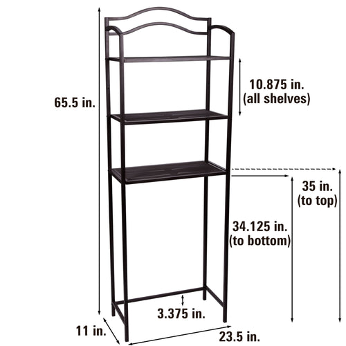 Household Essentials 3-Tier Over the Toilet Storage Shelf, Espresso Brown - Image 2