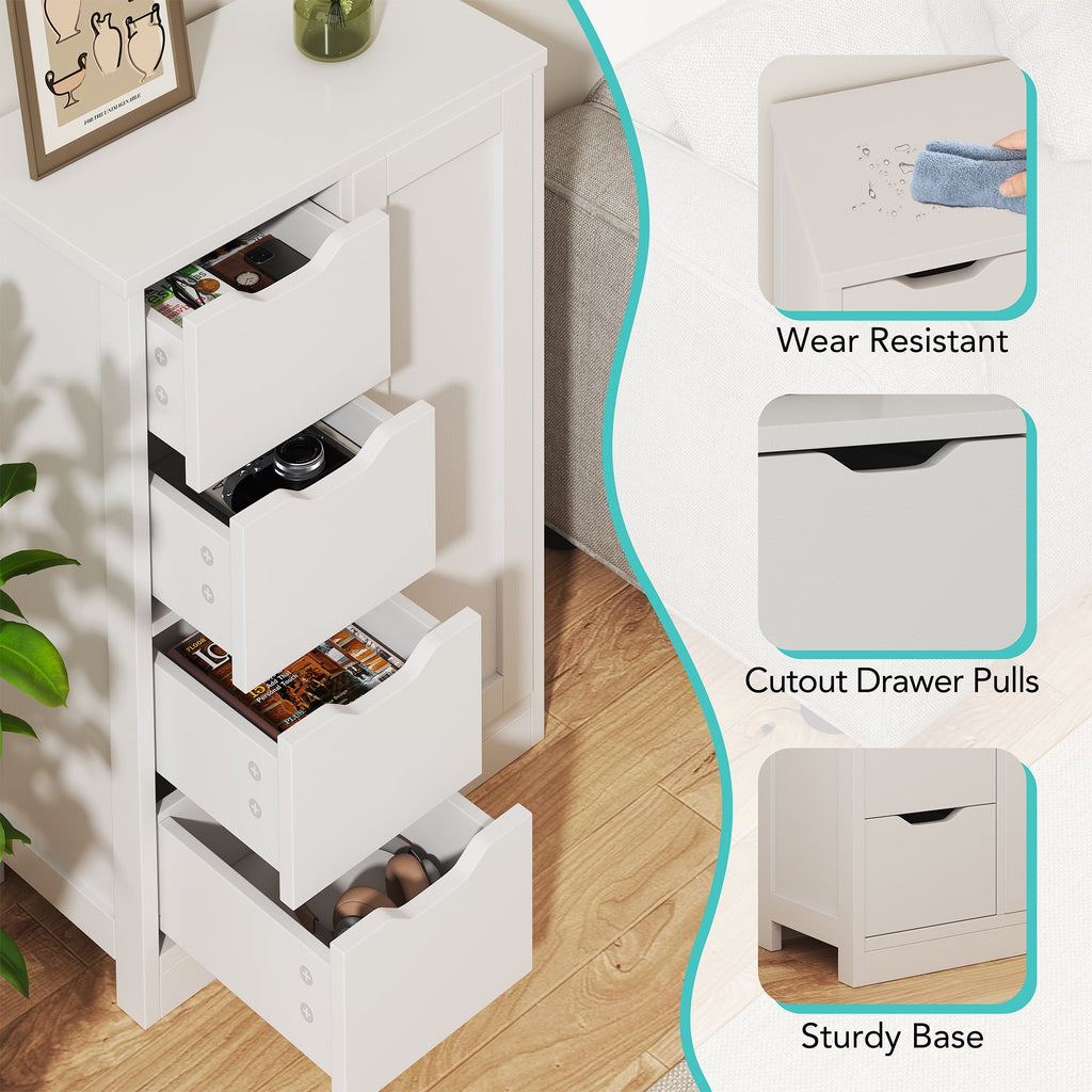 Bathroom Floor Cabinet Storage Organizer Freestanding Wooden Cupboard with Door Drawers Adjustable Shelf for Small Sp... - Image 3