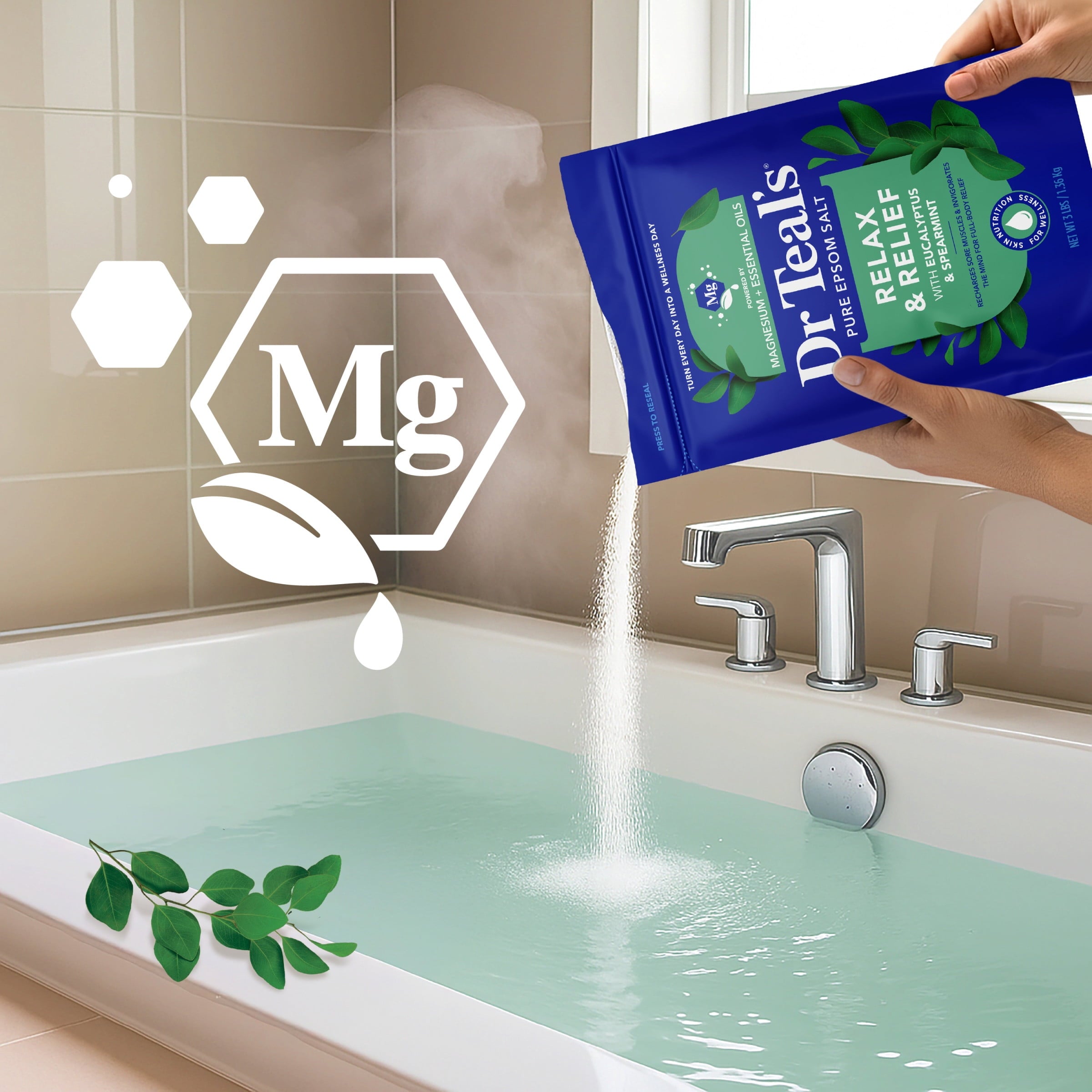 Salt Magnesium Soak, Relax & Relief with Eucalyptus & Spearmint, 3 lbs - Image 4