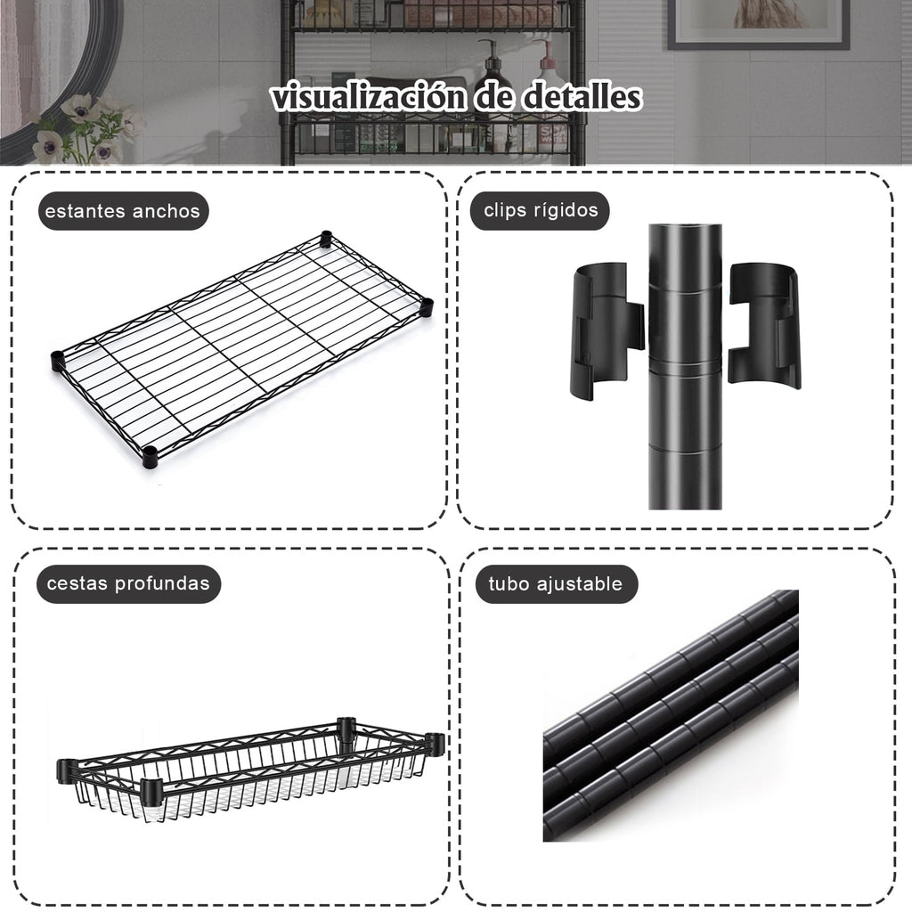 Untyo 3 Tier Over the Toilet Storage Rack Bathroom Storage Shelf Space Saver Stand Above Toilet with Adjustable Shelves and Baskets - Image 4