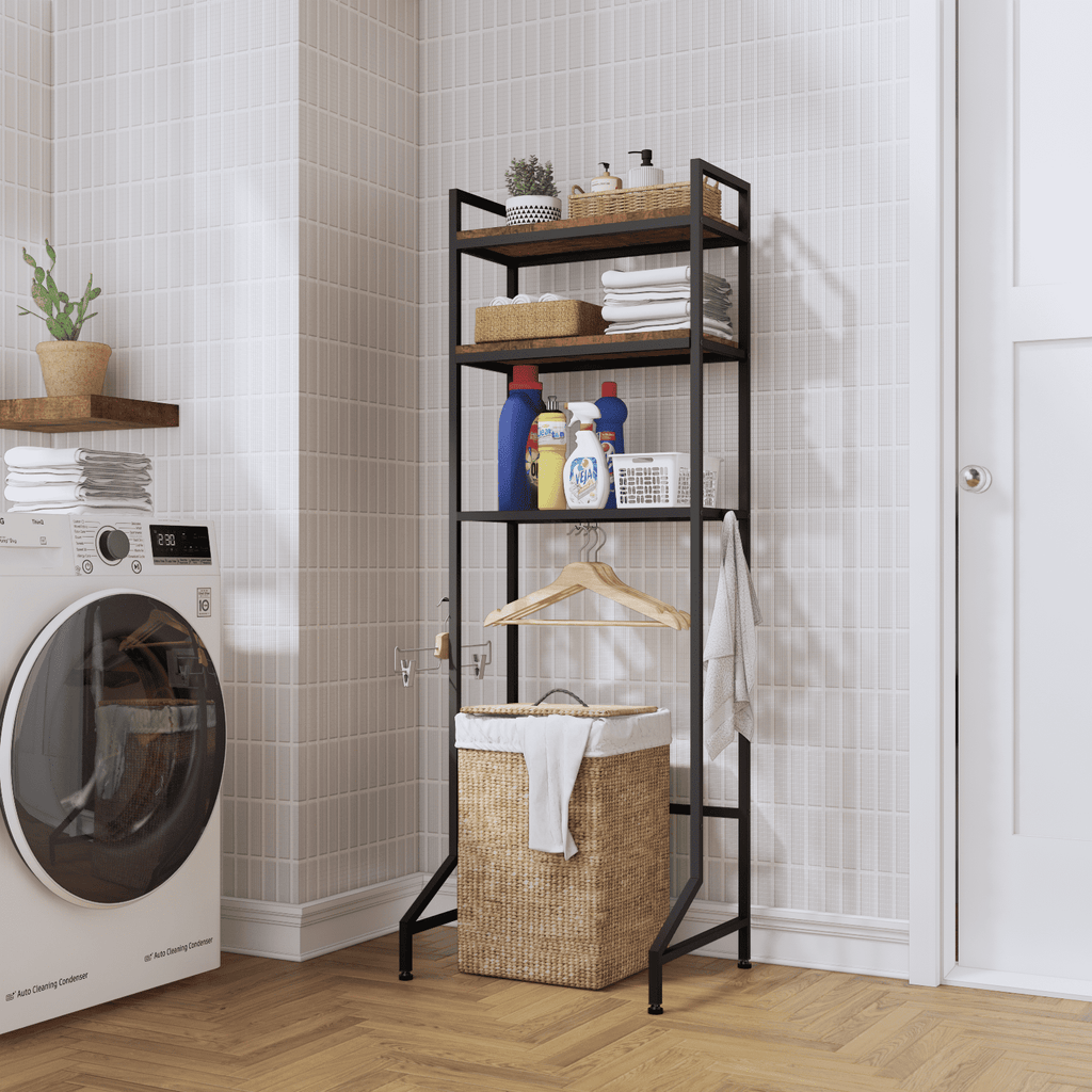 The Toilet Storage Rack 3-Tier Bathroom Organizer Shelf Toilet Multi-Functional Shelves Toilet Storage Rack Rustic Brown - Image 4