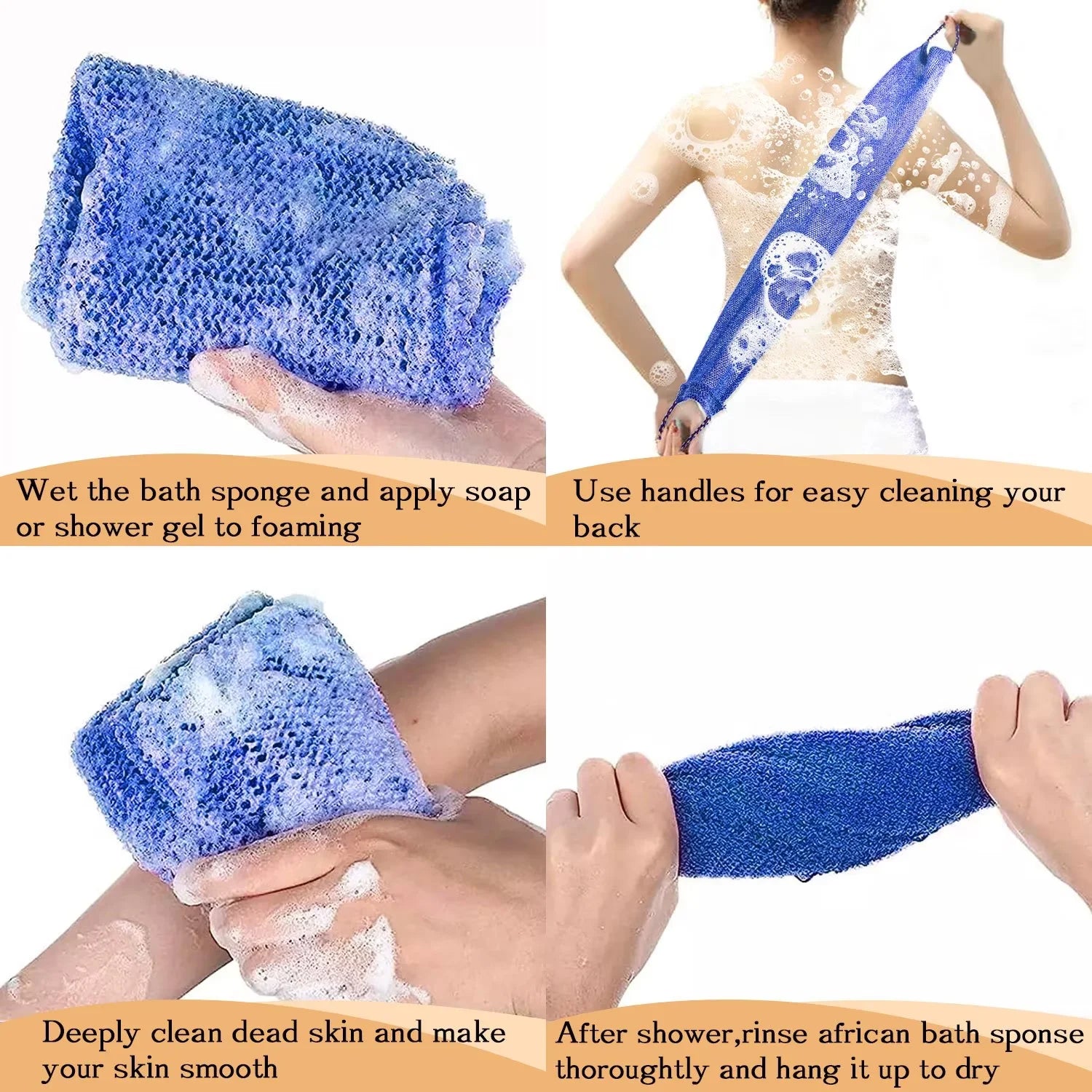 3 Pack Set African Net Sponge,Bath Towels Wash Cloth Body Scrubbers for Use In Shower,African Exfoliating Net for Bac... - Image 3