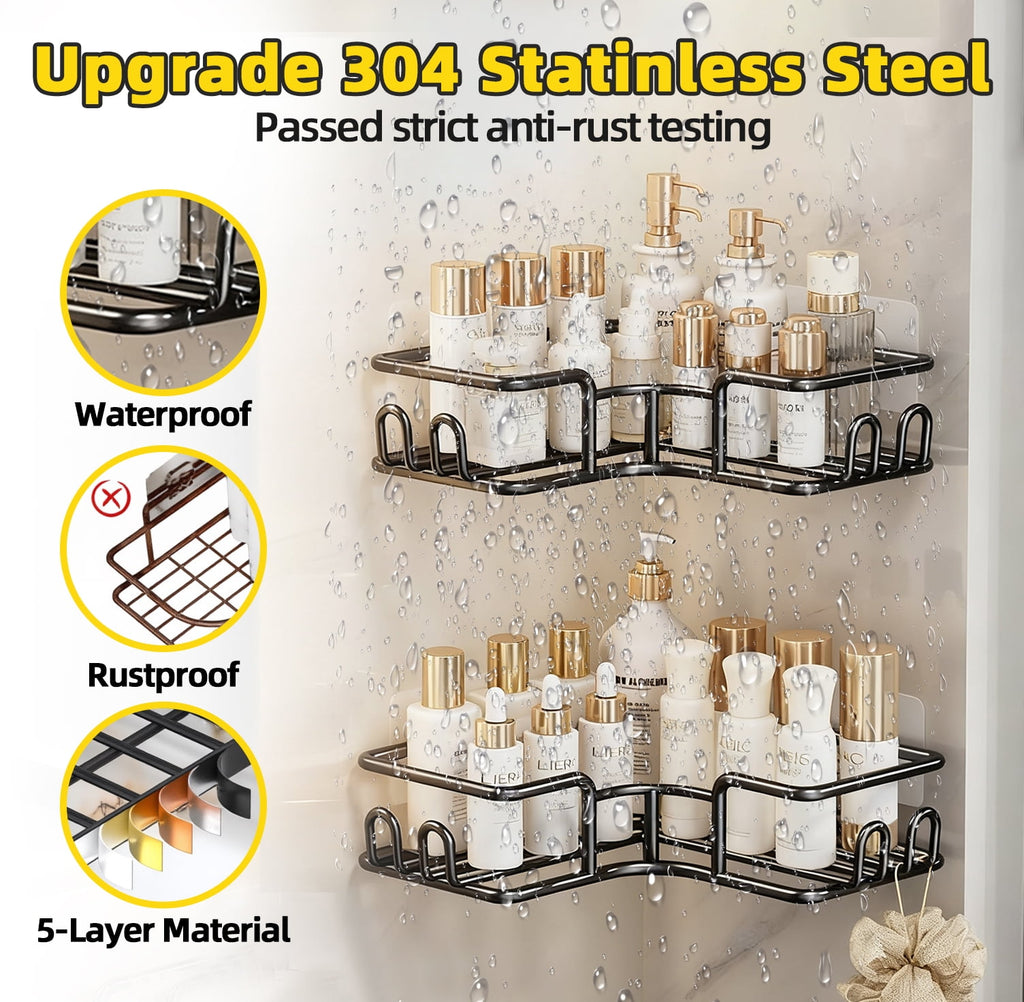 Caddy 5-Pack,Stainless Steel,No Drilling Needed for Bathroom, Kitchen (Black) - Image 5