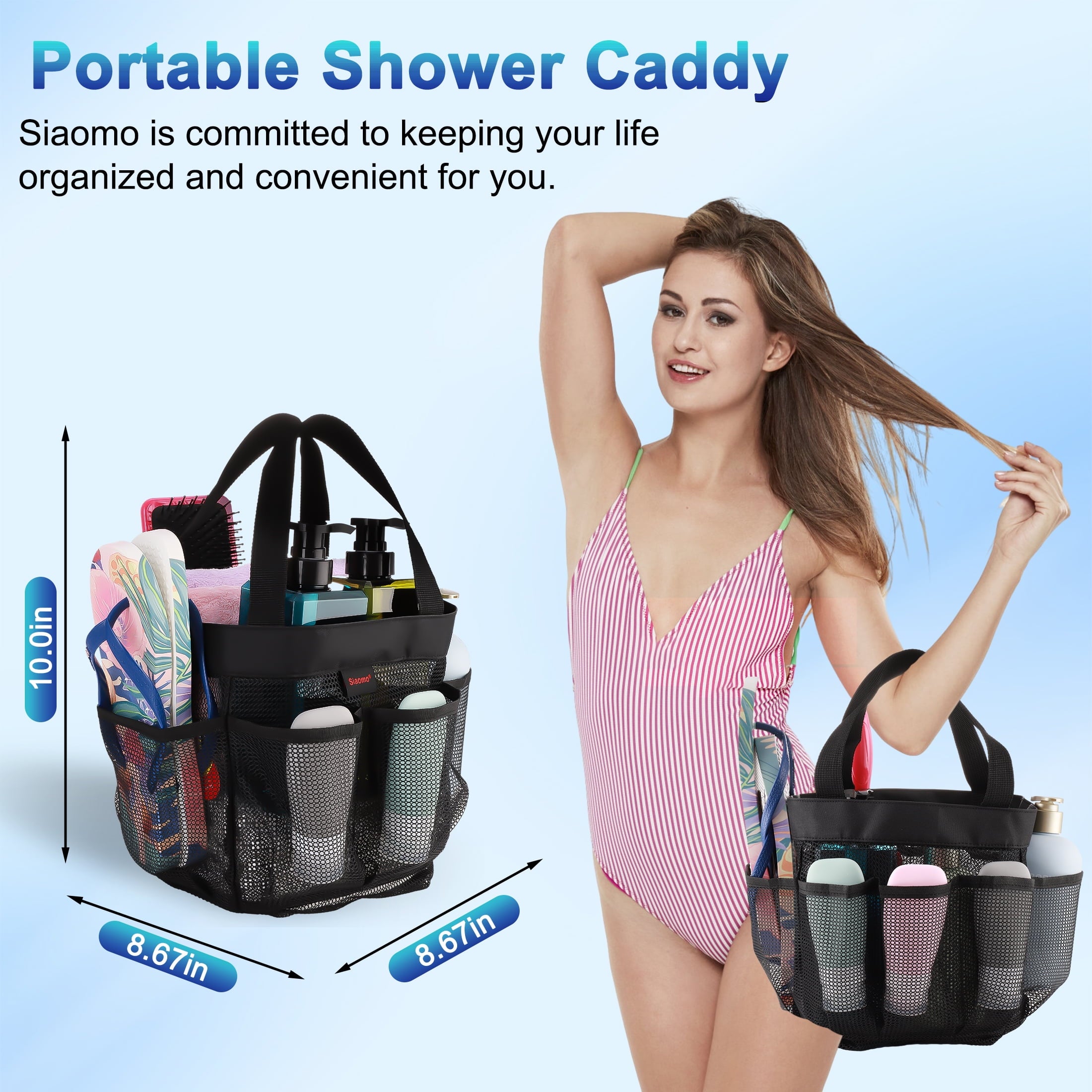 Shower Caddy Portable Tote Bag for College Dorm Essentials, Bathroom, Gym, Camp, Travel, Hanging Caddy Basket, Quick ... - Image 5