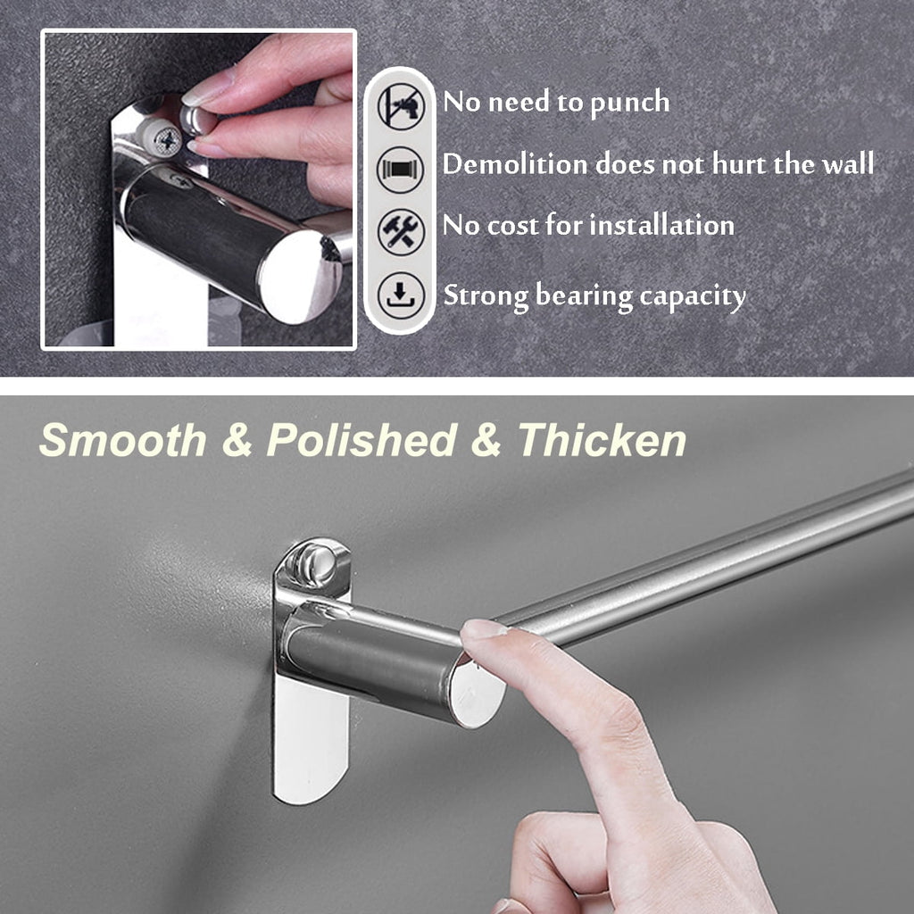 HONEIER Bathroom Towel Bar, 20 Inch Towel Racks for Bathroom Wall Mounted, Modern Heavy Duty Stainless Steel Bath Towel Holder, 2/3 Layer - Image 2