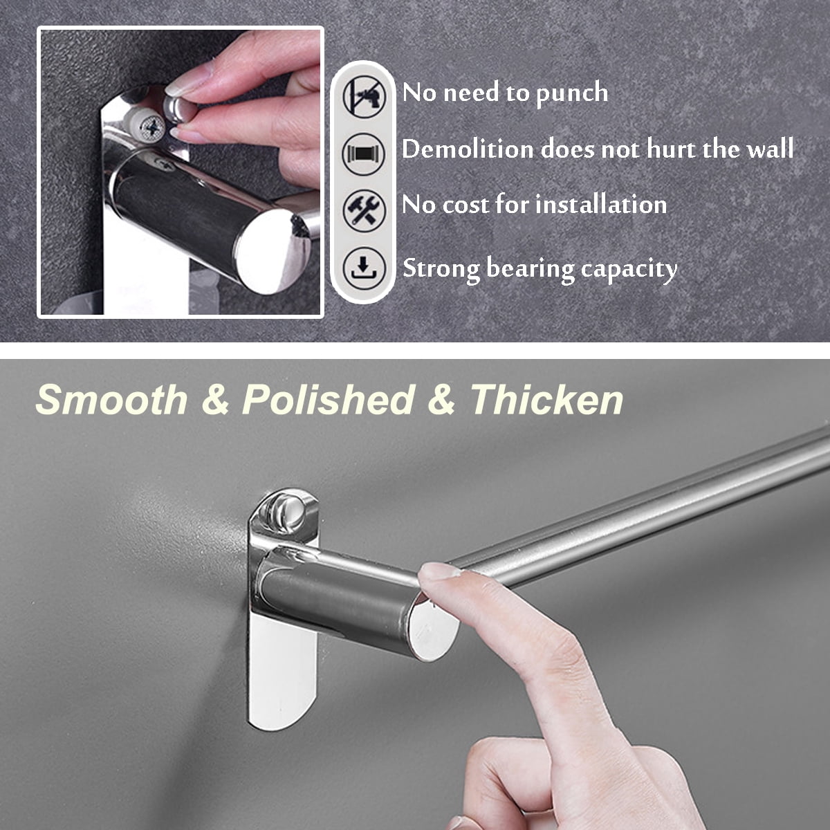 HONEIER Bathroom Towel Bar, 20 Inch Towel Racks for Bathroom Wall Mounted, Modern Heavy Duty Stainless Steel Bath Towel Holder, 2/3 Layer - Image 2