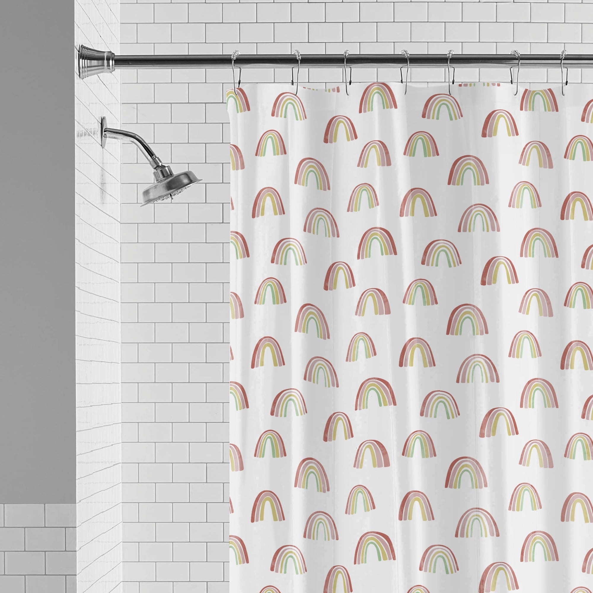 Waterproof Recycled Shower Curtain Set and 12 Hooks, Multicolor - Image 3