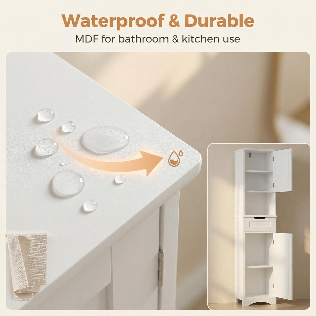 67" Narrow Bathroom Storage Cabinet, Freestanding Anti-Tipping Adjustable Shelf for Small Space | Bathroom | Kitchen,... - Image 5