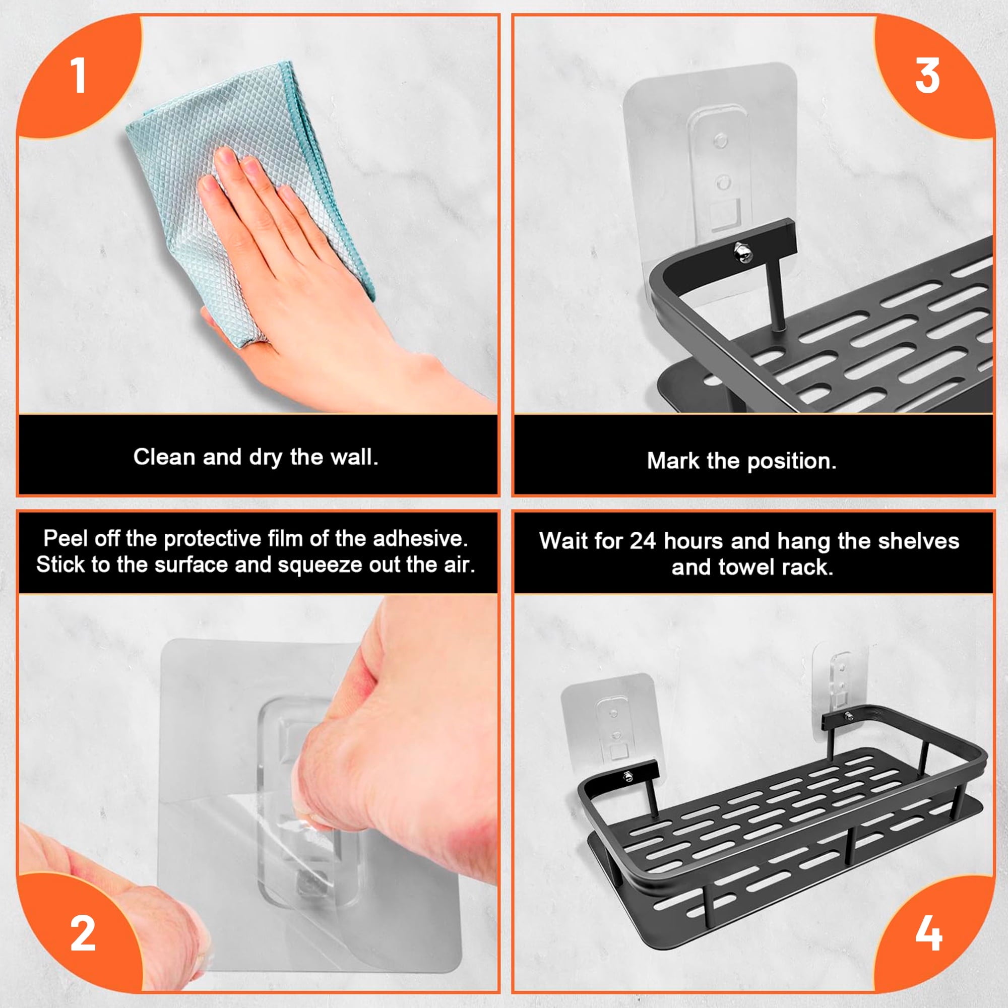 Sesiiduo Shower Caddy - Adhesive Hanging Shower Shelf - Bathroom Organizers and Storage, No Drilling Stainless Shower Shelves for Home Decor - Image 3