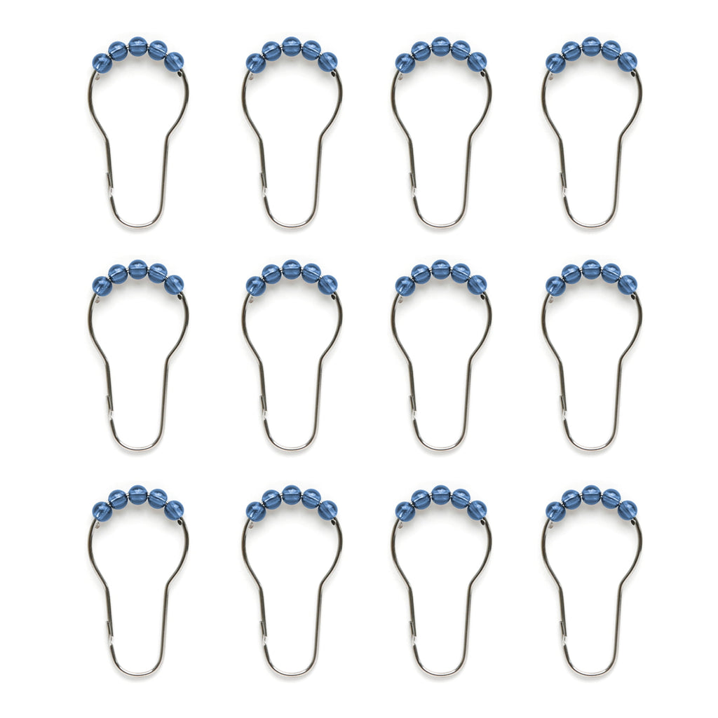 Mainstays Shower Curtain Set: Blue PEVA Curtain with 12 Roller Shower Hooks, Mosaic Medallion Design - Image 3