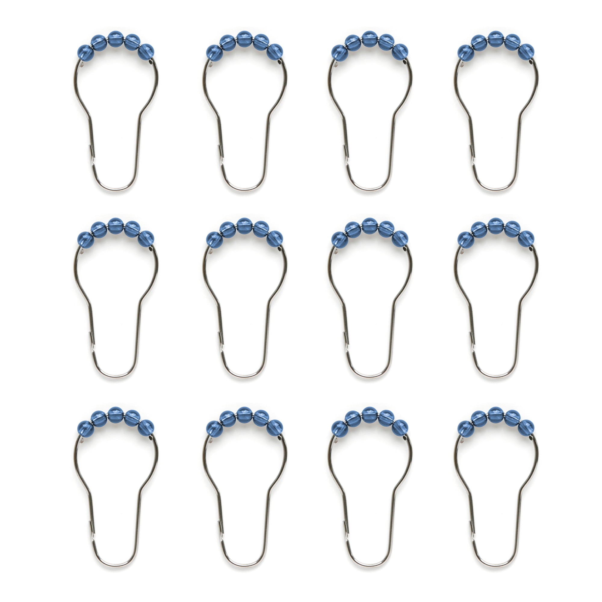 Mainstays Shower Curtain Set: Blue PEVA Curtain with 12 Roller Shower Hooks, Mosaic Medallion Design - Image 3