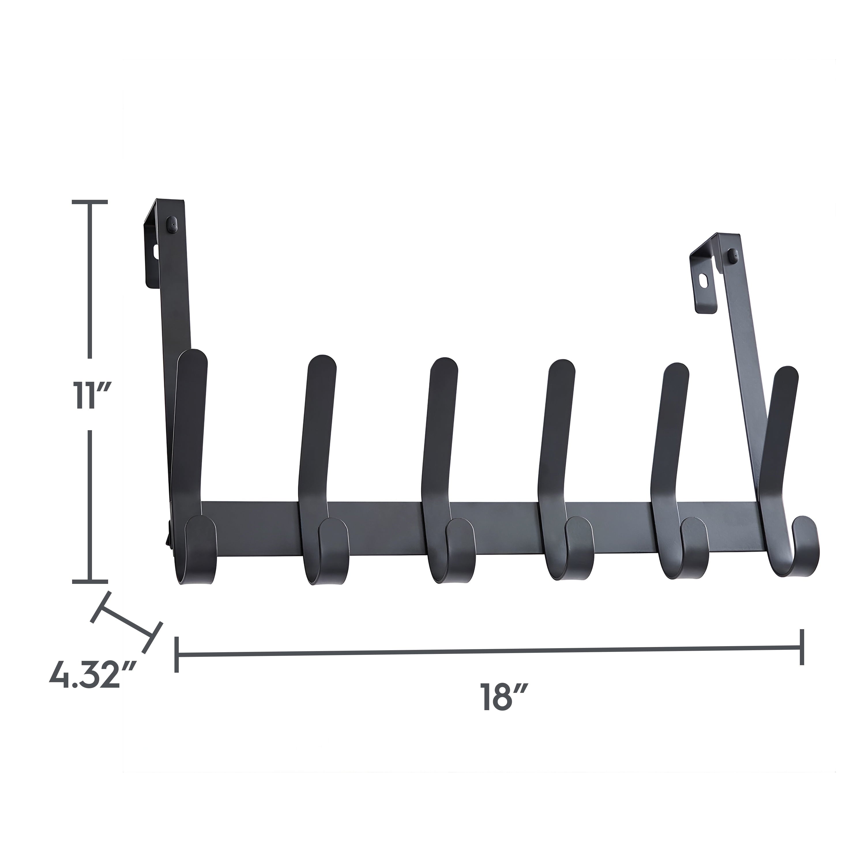 SnugFit over-the-Door Hook Rack with 6 Double Hooks, Matte Black - Image 2