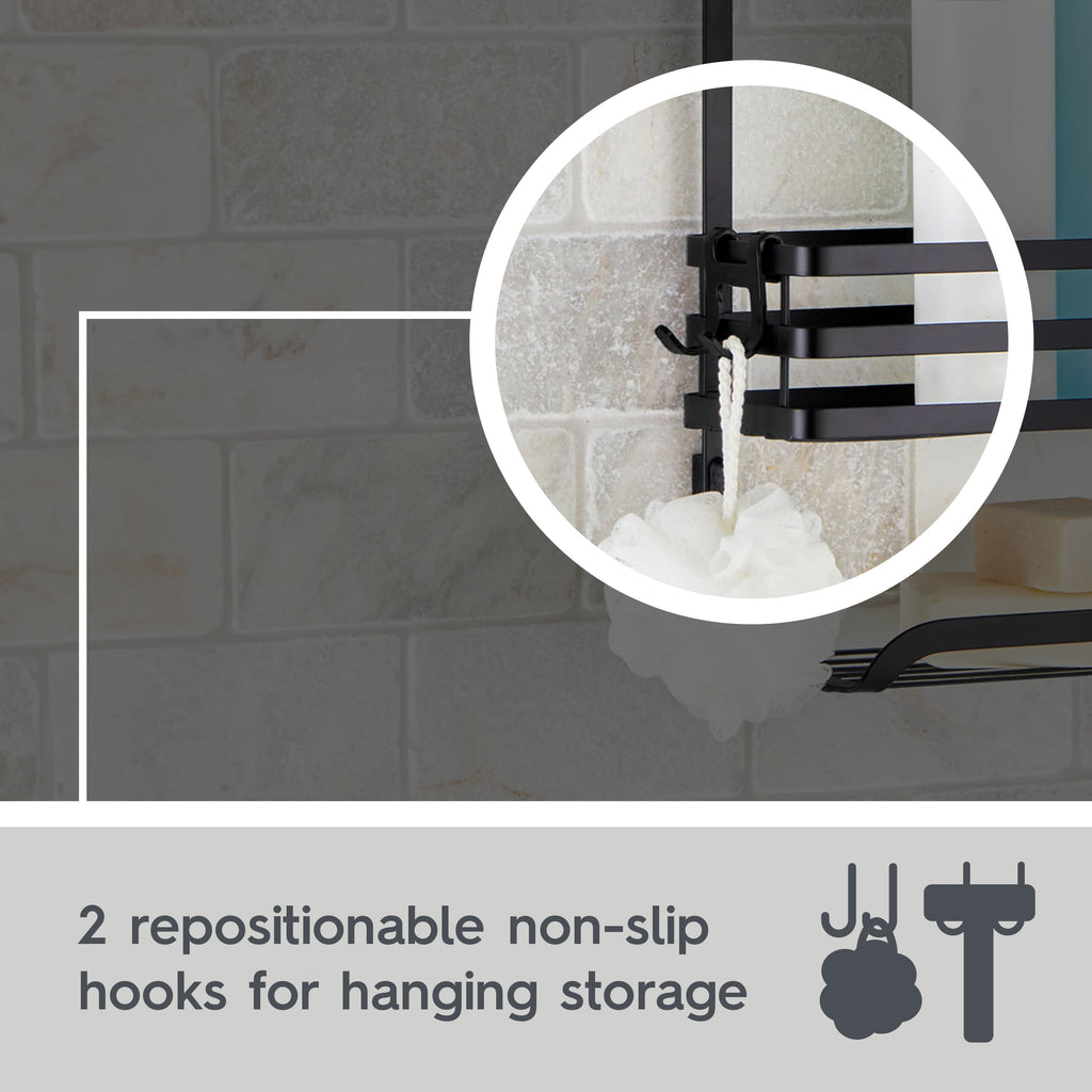 Shower Caddy with 3 Shelves Black Bathroom Organizer - Image 6