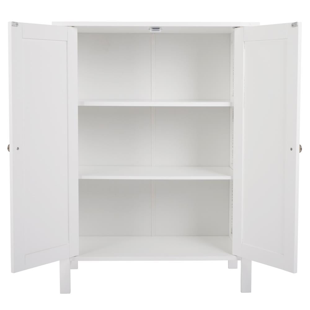 ZENY White Wooden 2 Door Bathroom Cabinet Storage with 3 Shelves Free Standing - Image 6