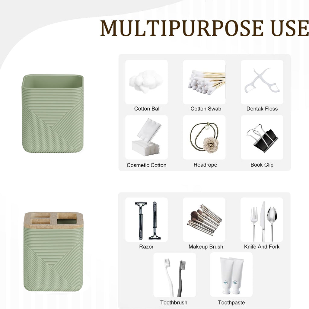Bathroom Accessories Set 6 Piece Bamboo Bath Ensemble Includes Soap Dispenser, Toothbrush Holder, Toothbrush Cup, Soa... - Image 5