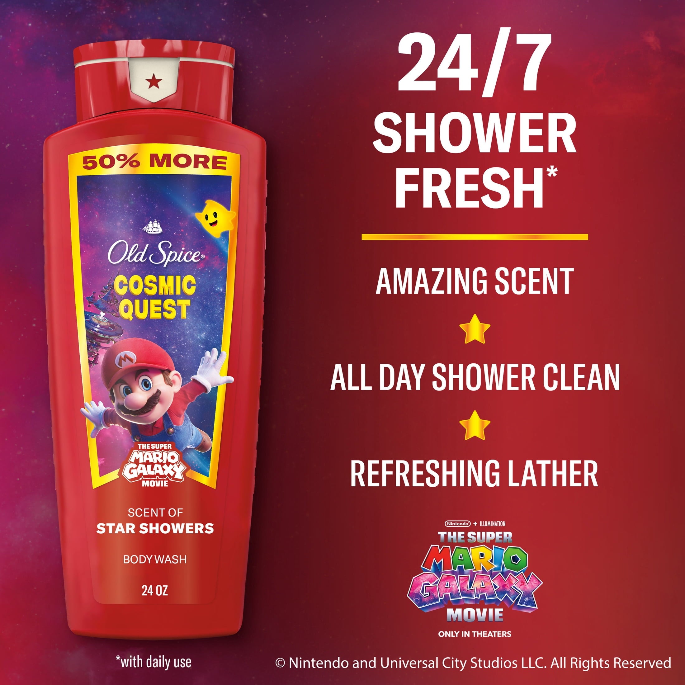 Wash for Men, Cosmic Quest, x The Super Mario Galaxy Movie, 24 fl oz - Image 3