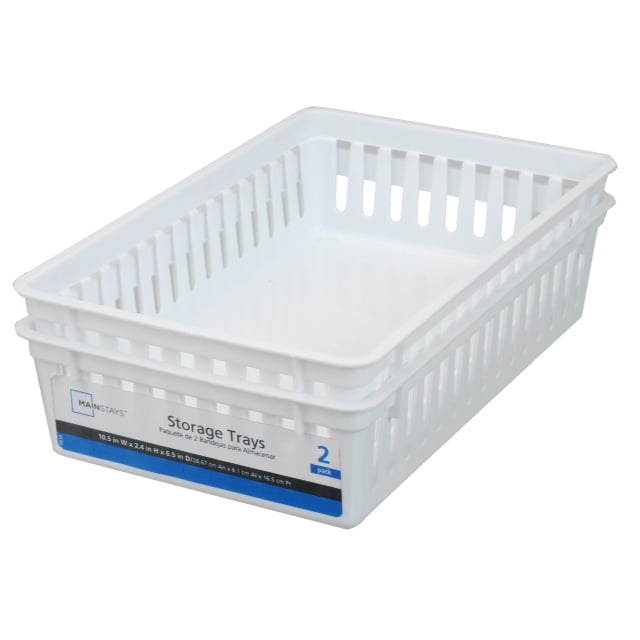 Mainstays 2-Pack Plastic Drawer Organizer Storage Bin Set, Mini Drawer Storage Containers for Kitchen Drawer, Desk Drawer and Bathroom Drawe - Image 2