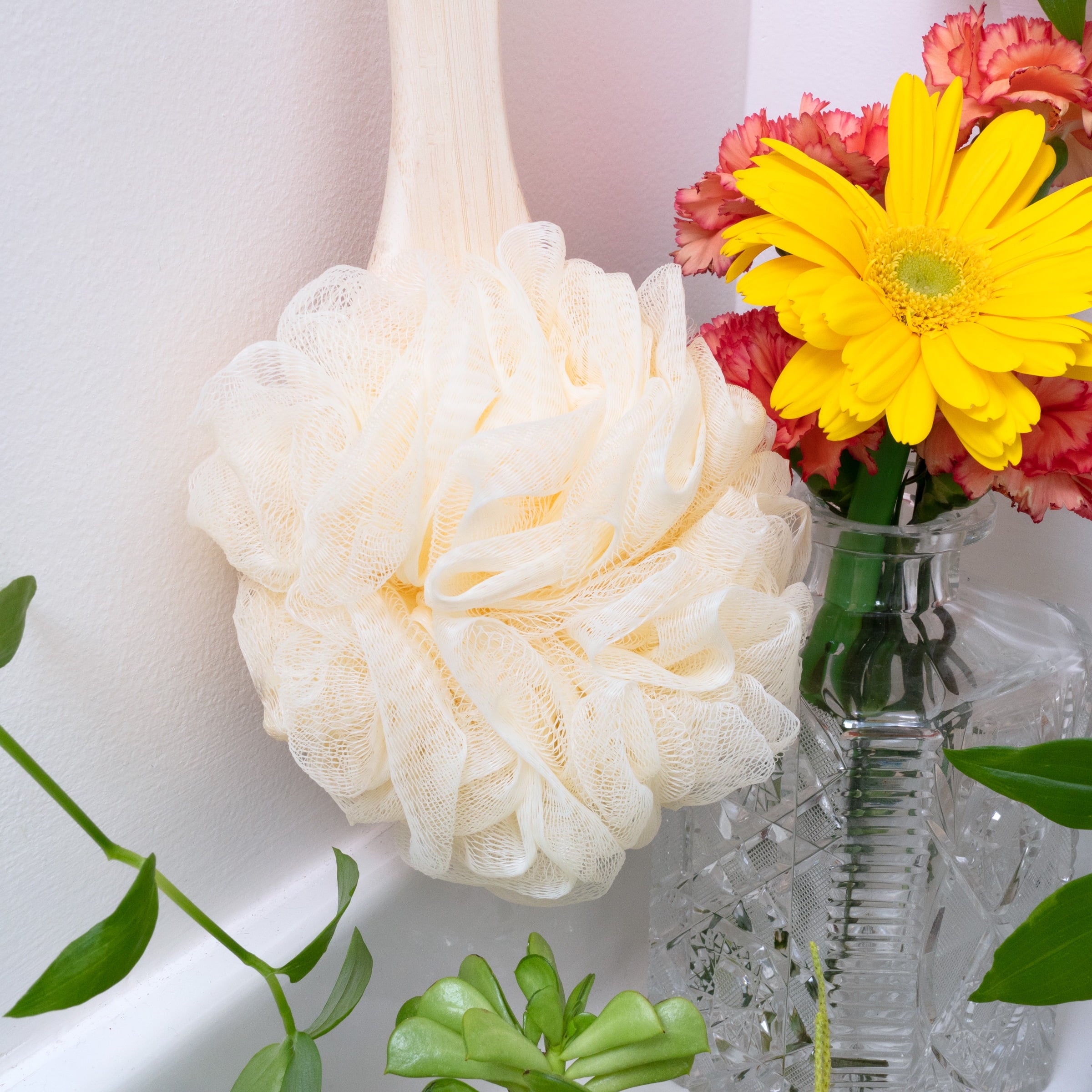 Brush, Loofah & Handle, Recycled Mesh Netting, for Adults, 1 Count - Image 5