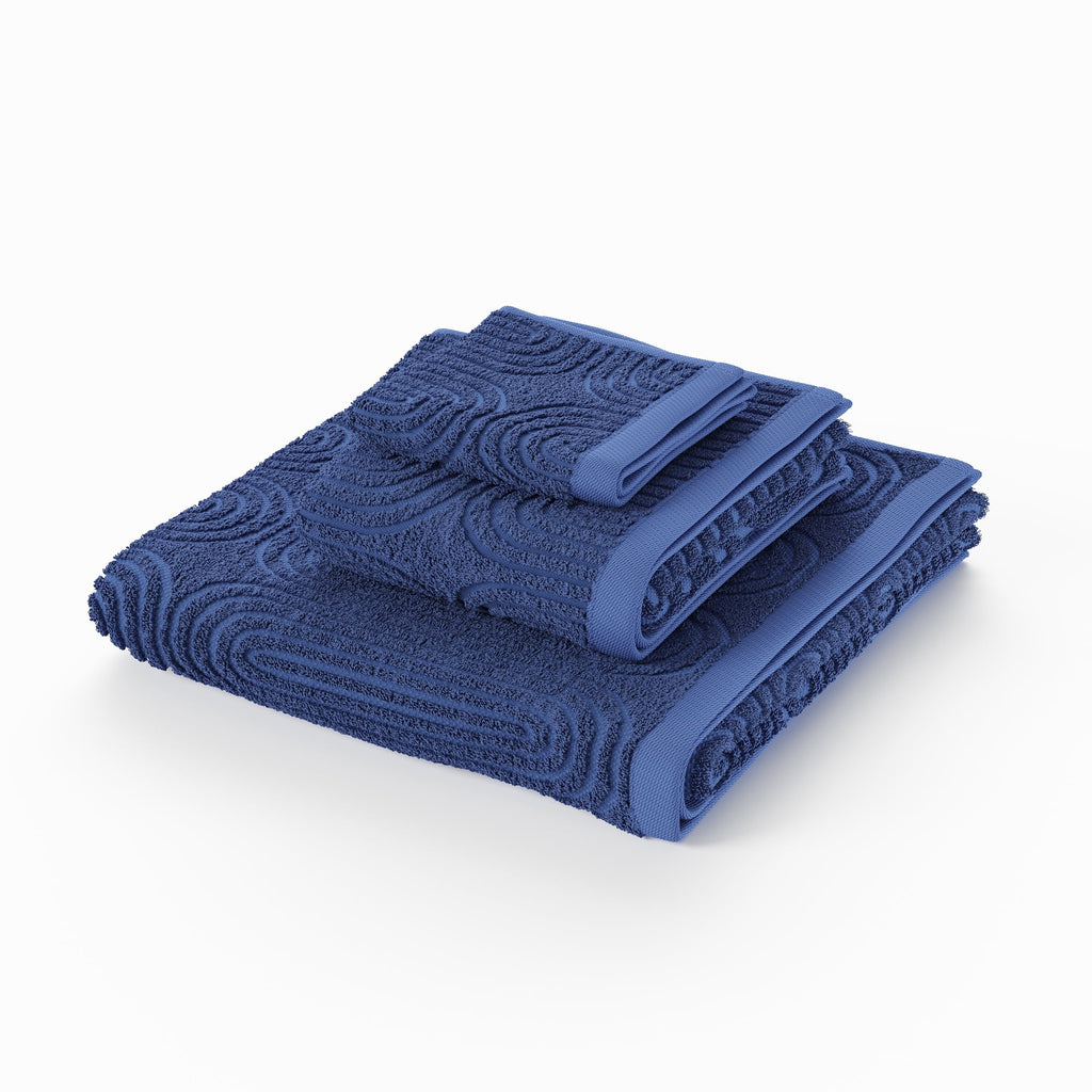 6-Piece Textured Bath Towel Set, Soft 100% Cotton, Smokey Blue - Image 3