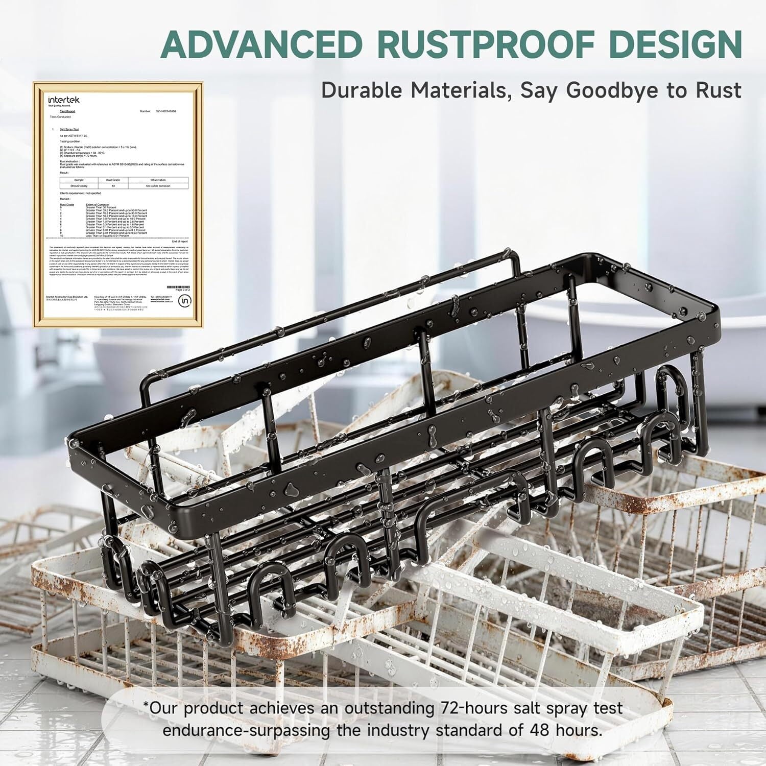 Veken Shower Caddy 6-Pack, Advanced Rustproof Design, No Drilling Adhesive Shelves, Rack with Soap Holder, Large Capacity Bathroom Organizer - Image 5