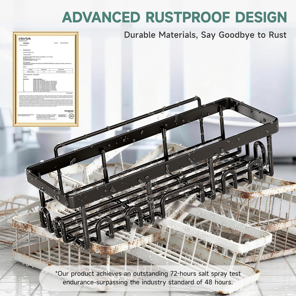 Veken Shower Caddy 6-Pack, Advanced Rustproof Design, No Drilling Adhesive Shelves, Rack with Soap Holder, Large Capacity Bathroom Organizer - Image 5