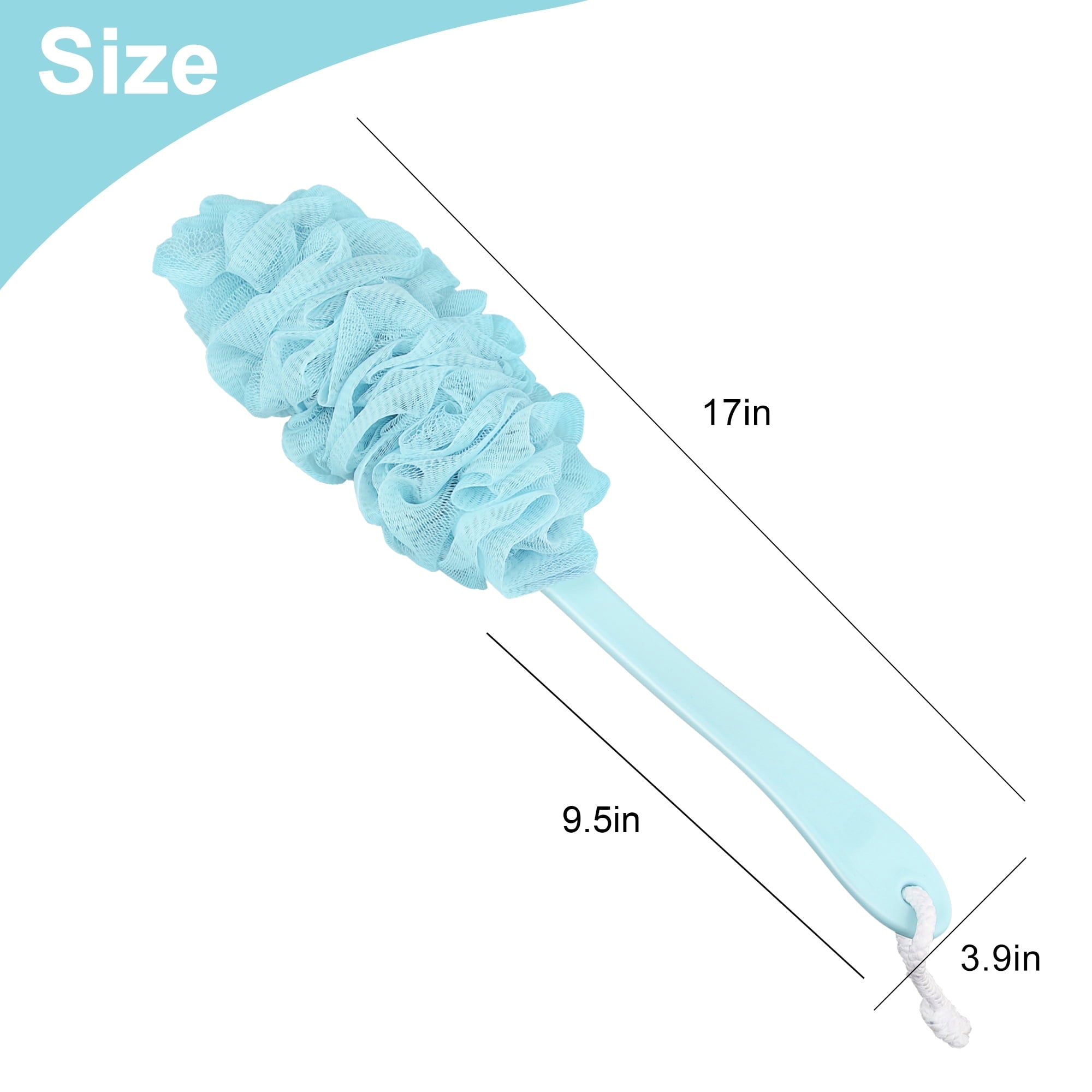 Handle Back Scrubber, Soft Bath Loofah Sponge Shower Brush for Women Men Body Cleaning - Image 5