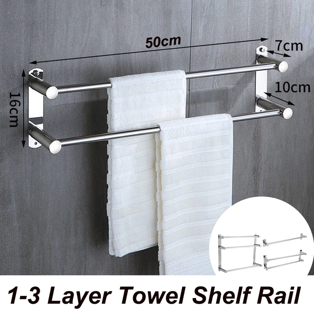 HONEIER Bathroom Towel Bar, 20 Inch Towel Racks for Bathroom Wall Mounted, Modern Heavy Duty Stainless Steel Bath Towel Holder, 2/3 Layer - Image 4