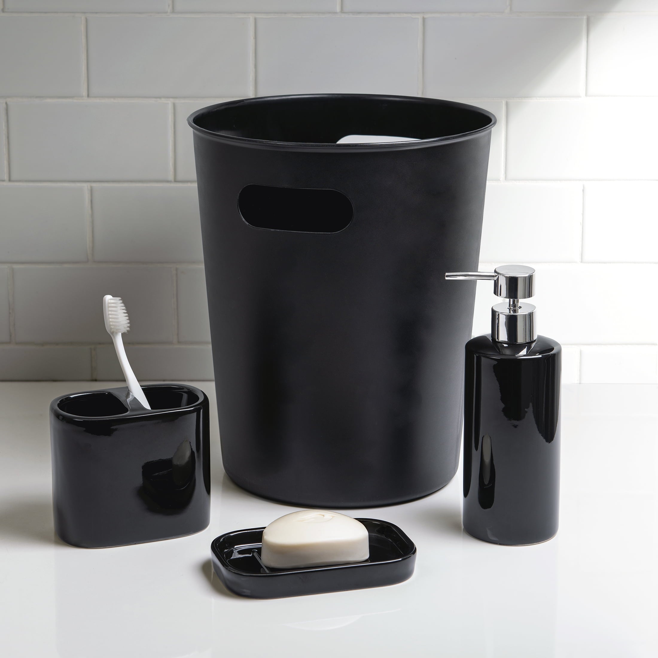 Mainstays Basic Rich Black Ceramic Toothbrush Holder for Adults - Image 5