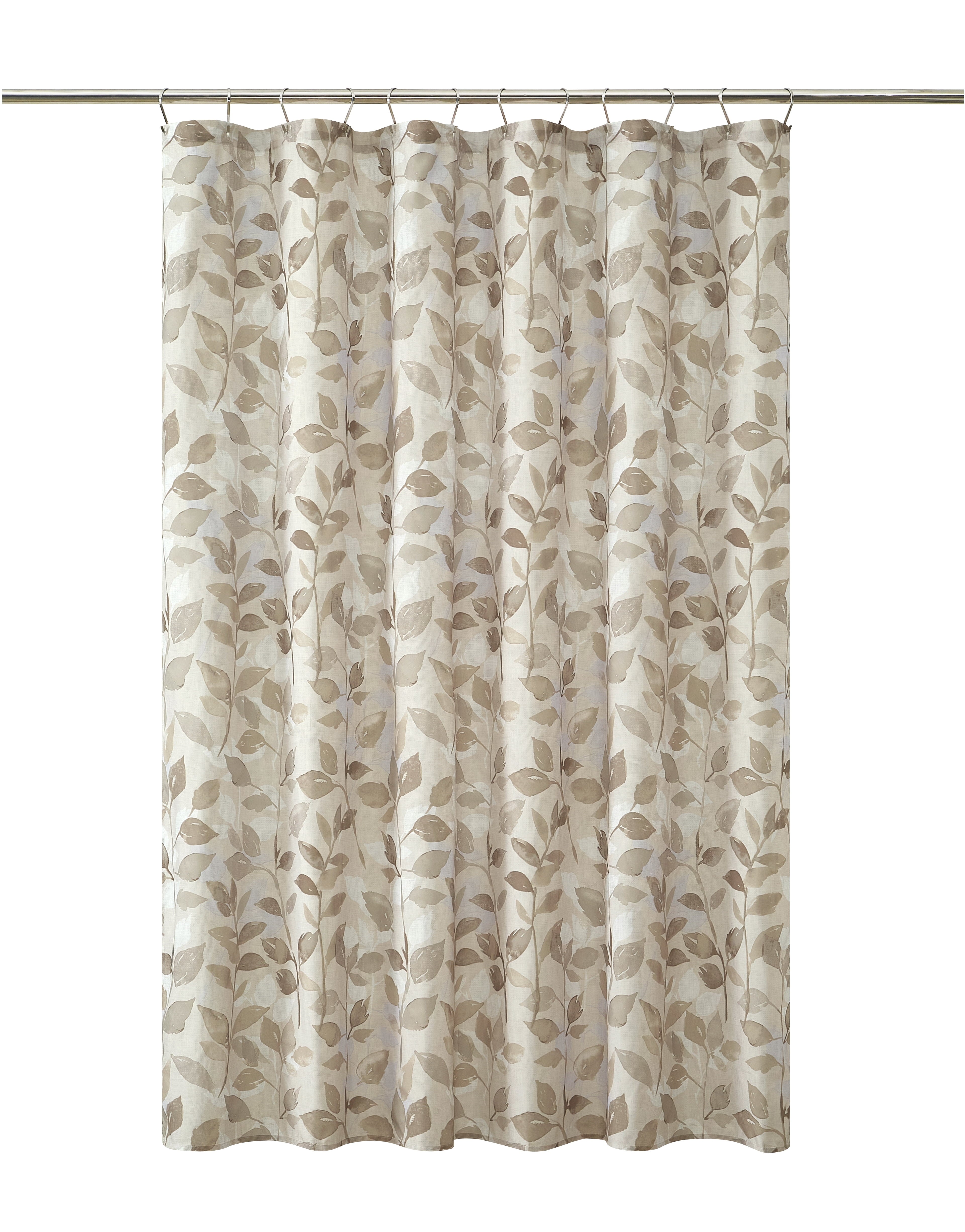 Mainstays 15-Piece Brown Leaves Bathroom Set  Shower Curtain, Bath Rugs & Hooks, Nature-Inspired Washable Dcor - Image 3