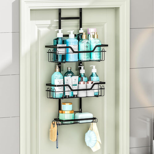 3-Tier Over The Door Shower Caddy, Large Capacity Hanging Bathroom Organizer, Space Saving Storage Rack for Shampoo Conditioner Body Wash - Image 2