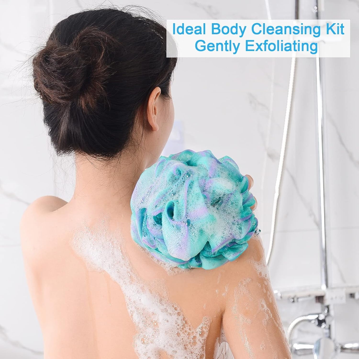 Sponge 4 Pack, Bath Sponge Pouf for Men Women, Loofa Bath Scrunchie, Exfoliator Body Bath Scrubber(4pcs) - Image 4