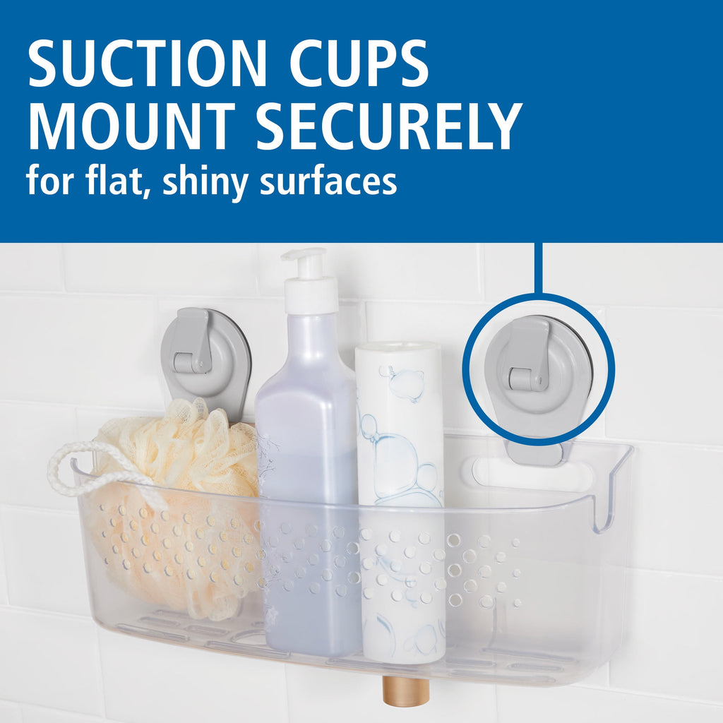 Mainstays Clear Wall-Mounted Extra-Large Suction Bath Basket, Easy to Install, No Tools - Image 3