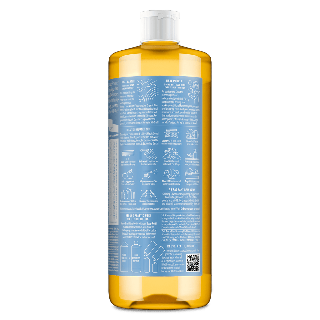 Soap - Castile Liquid Soap - 32 oz - Body Wash, Face Wash - Unscented - Age Group: Baby & All Ages - Image 2