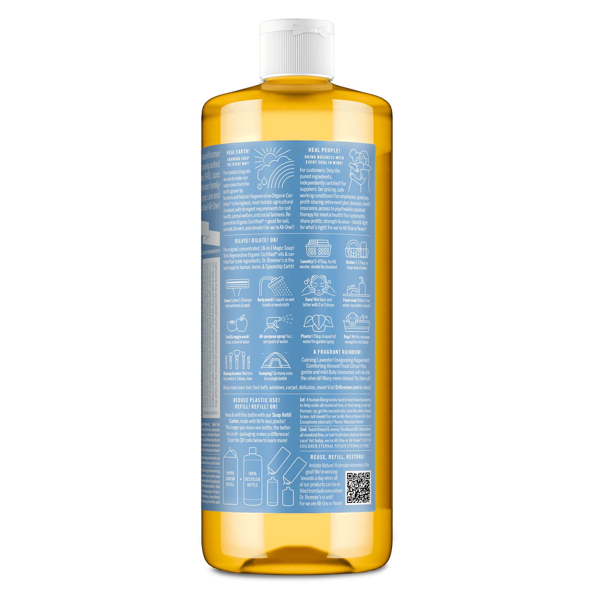 Soap - Castile Liquid Soap - 32 oz - Body Wash, Face Wash - Unscented - Age Group: Baby & All Ages - Image 2