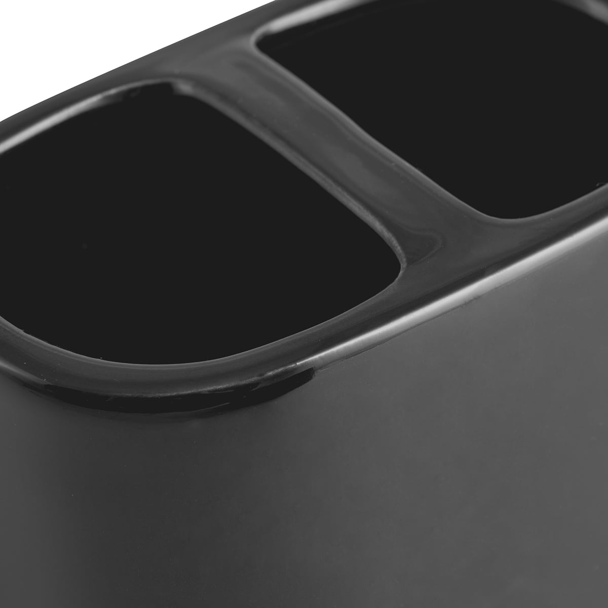 Mainstays Basic Rich Black Ceramic Toothbrush Holder for Adults - Image 4