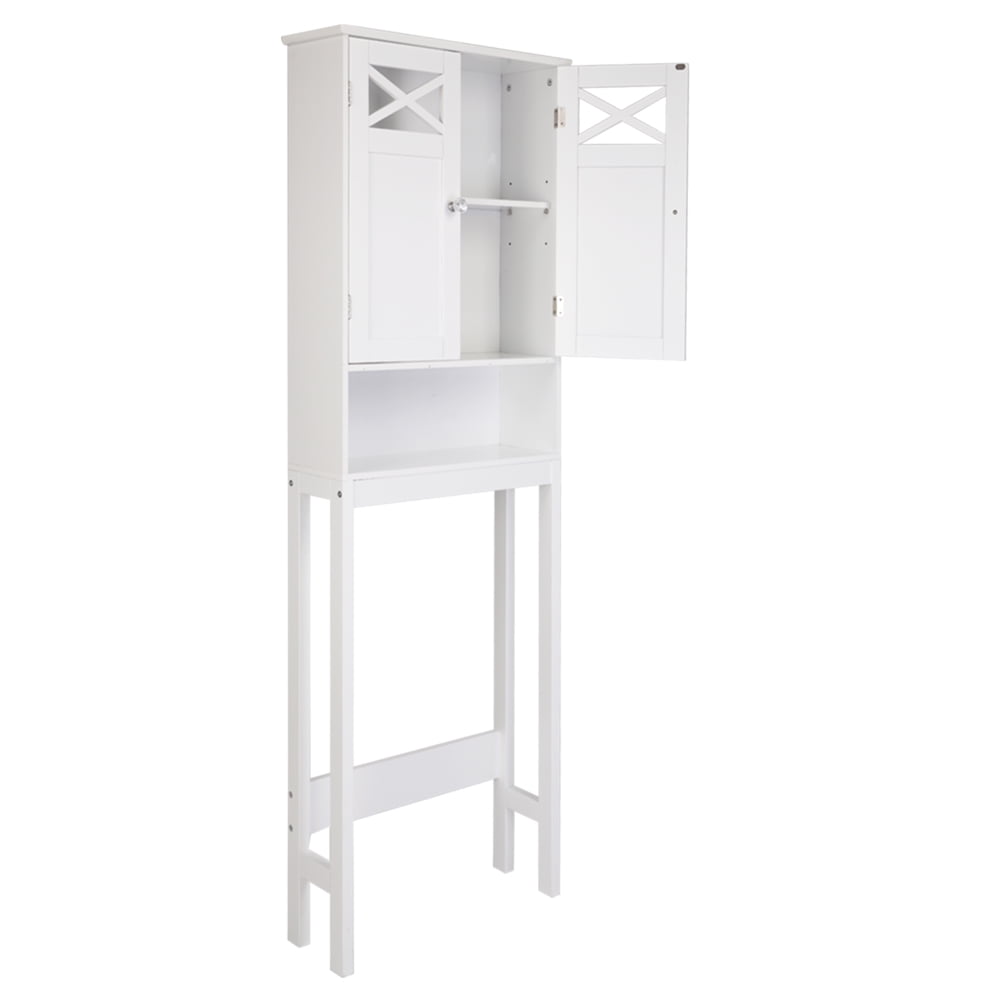 the Toilet Storage, Bathroom Storage Cabinet Organizer with Adjustable Shelf Double Doors, White - Image 5