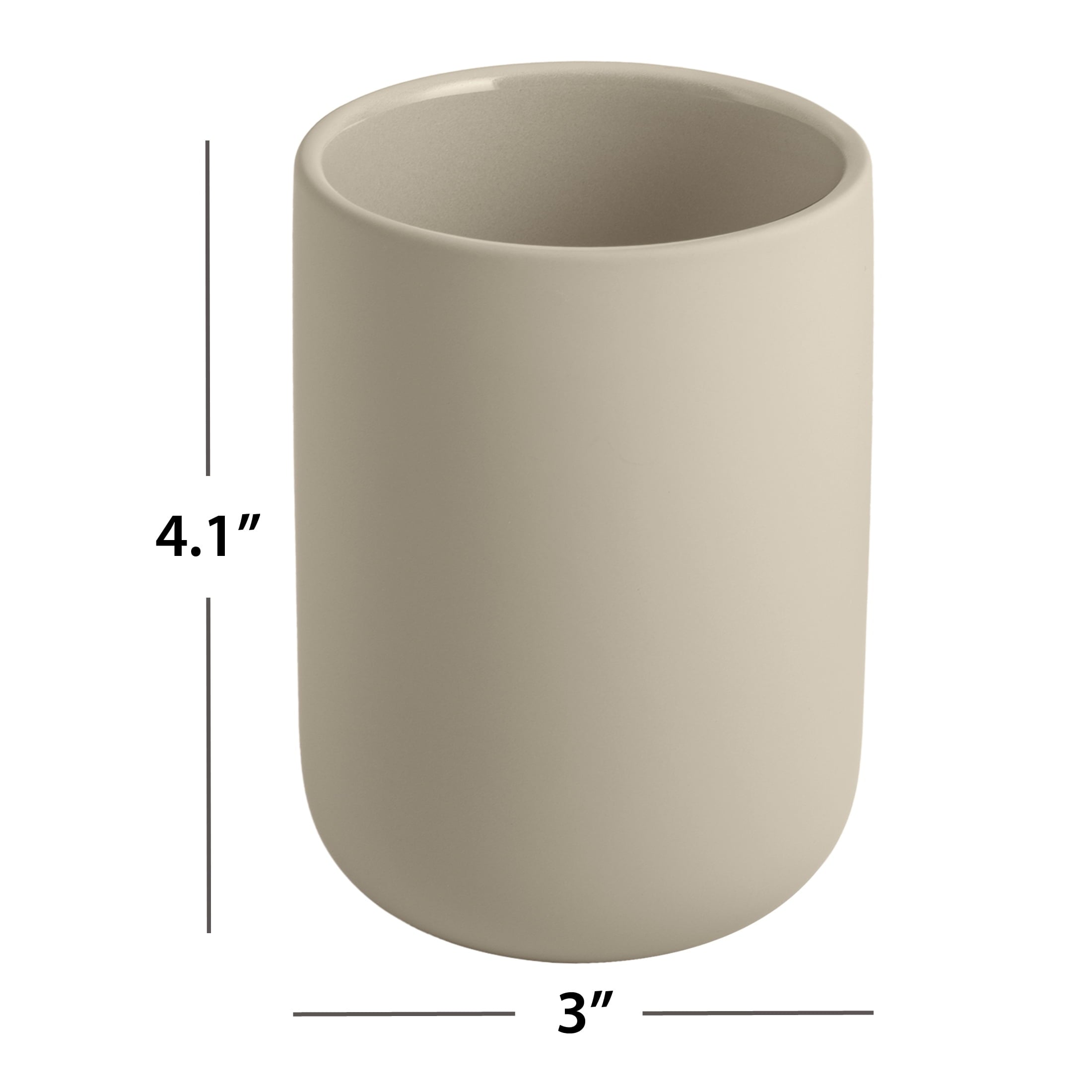 Mainstays Soft Touch Ceramic Toothbrush Holder Tan - Image 4