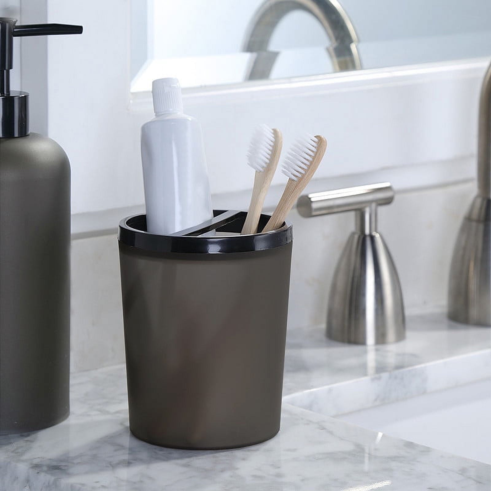 Mainstays Frosted Black Plastic Toothbrush Holder - Image 6