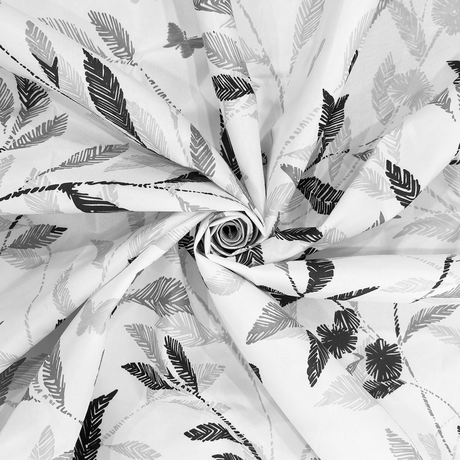 Mainstays 16-Piece Black and White Botanical Shower Curtain Bathroom Set  Fabric Curtain with Rug, Hooks, Soap Dispenser & Tray - Image 6