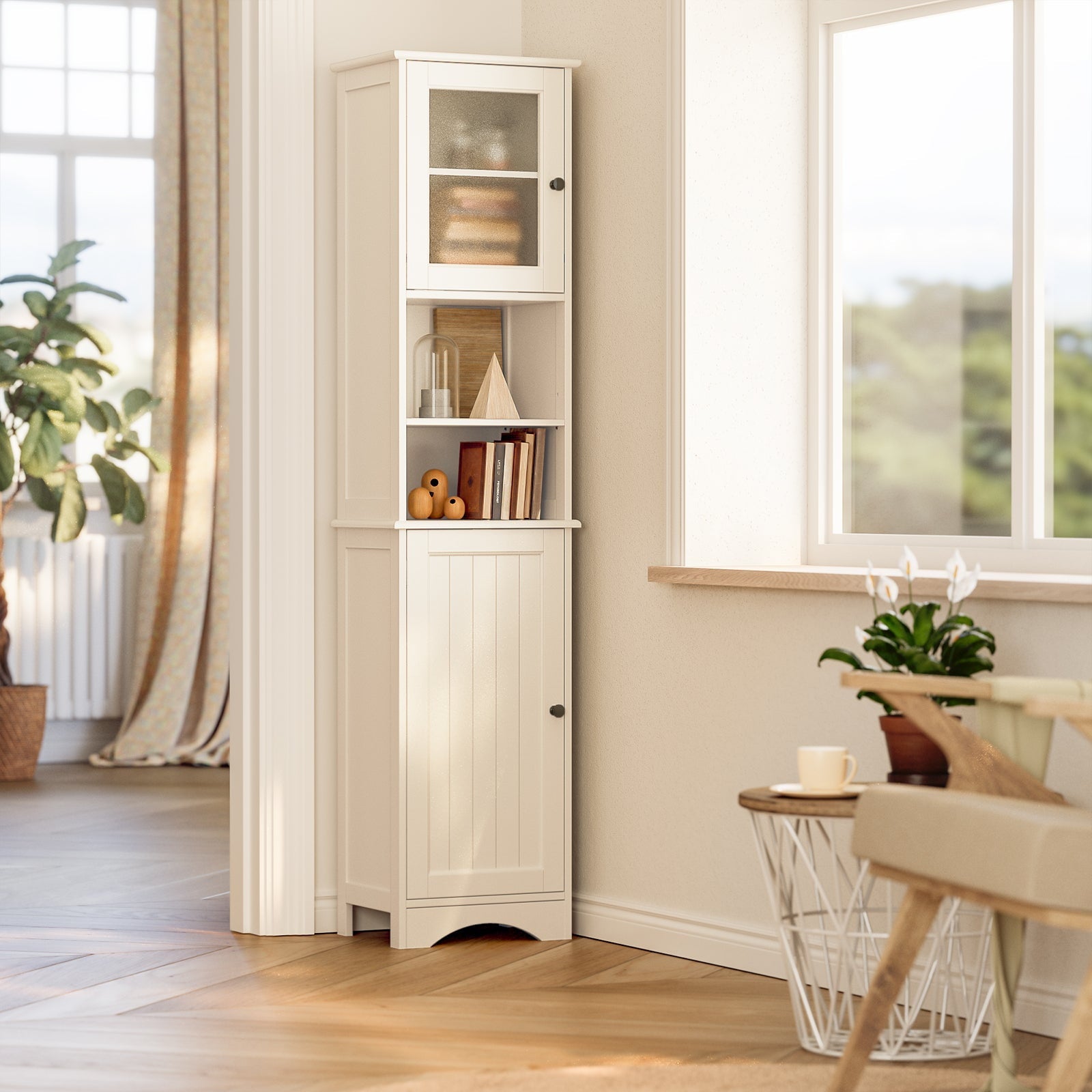 Aiho 67.1" H Bathroom Storage Cabinet, Narrow Tall Linen Tower with Adjustable Shelves & 2 Doors, Freestanding Cabinet for Bathroom, Living - Image 4