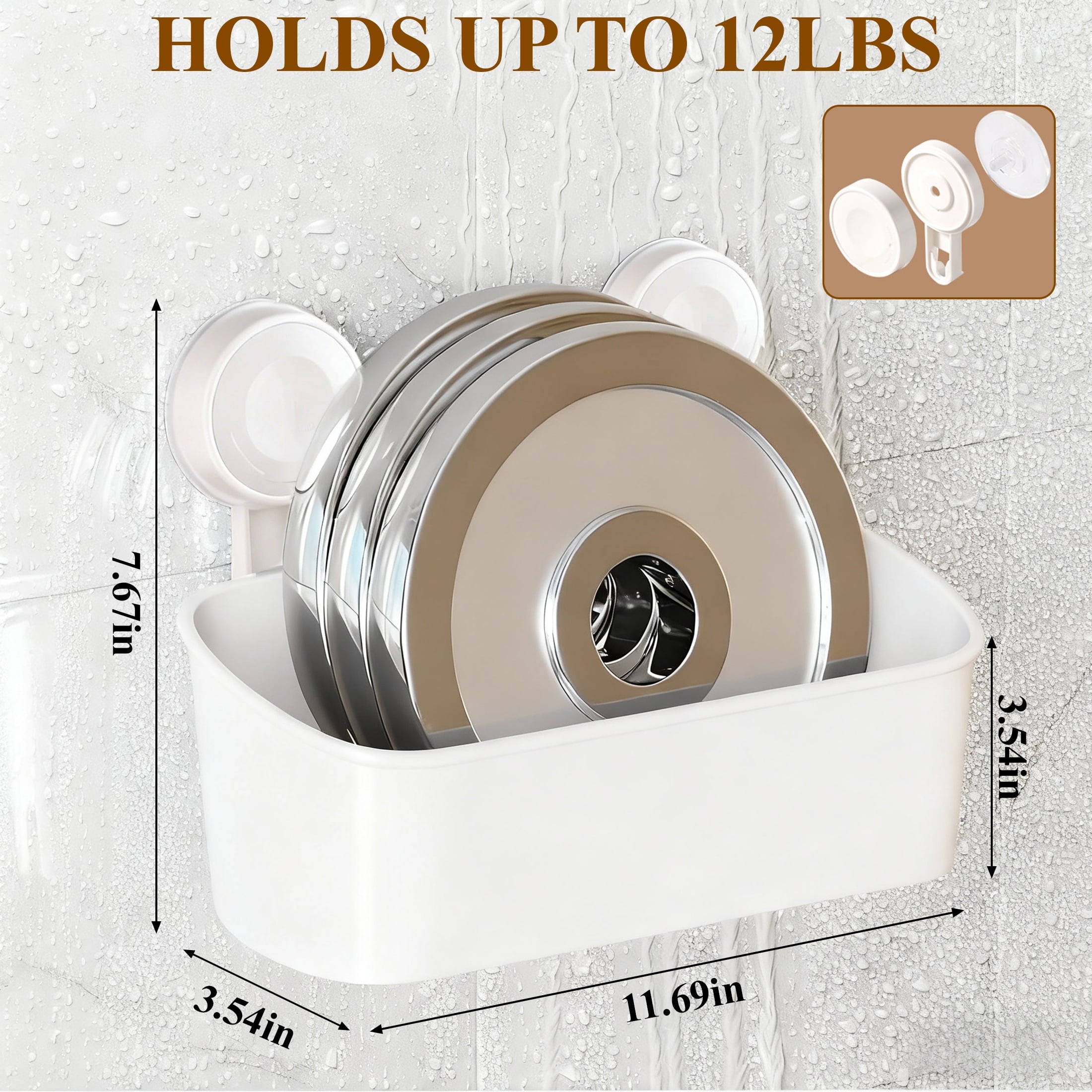 Cup Shower Caddy, Heavy Duty Bathroom Shower Shelf Organizer, Waterproof Removable No Drilling Strong Holds 12lbs for... - Image 2