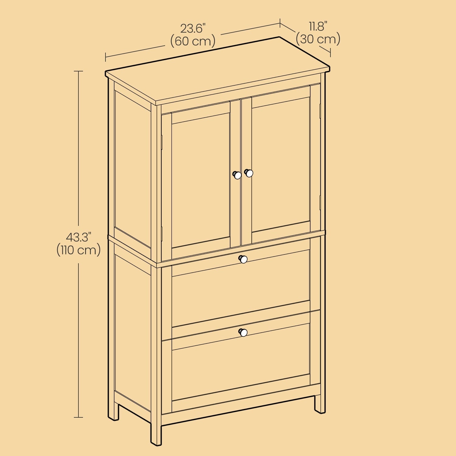Bathroom Floor Storage Cabinet, Freestanding Cabinet with 2 Doors 2 Drawers, for Kitchen Living Room Small Spaces,Green - Image 2