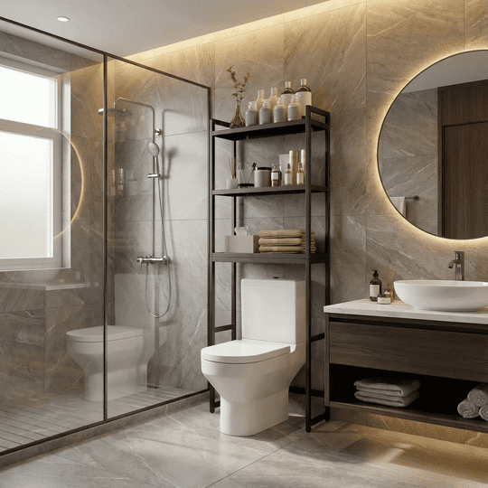 3-Shelf the Toilet Space Saver， the Toliet Storage Cabinet for Bathroom, Lavatory, Laundry - Dark Brown - Image 3