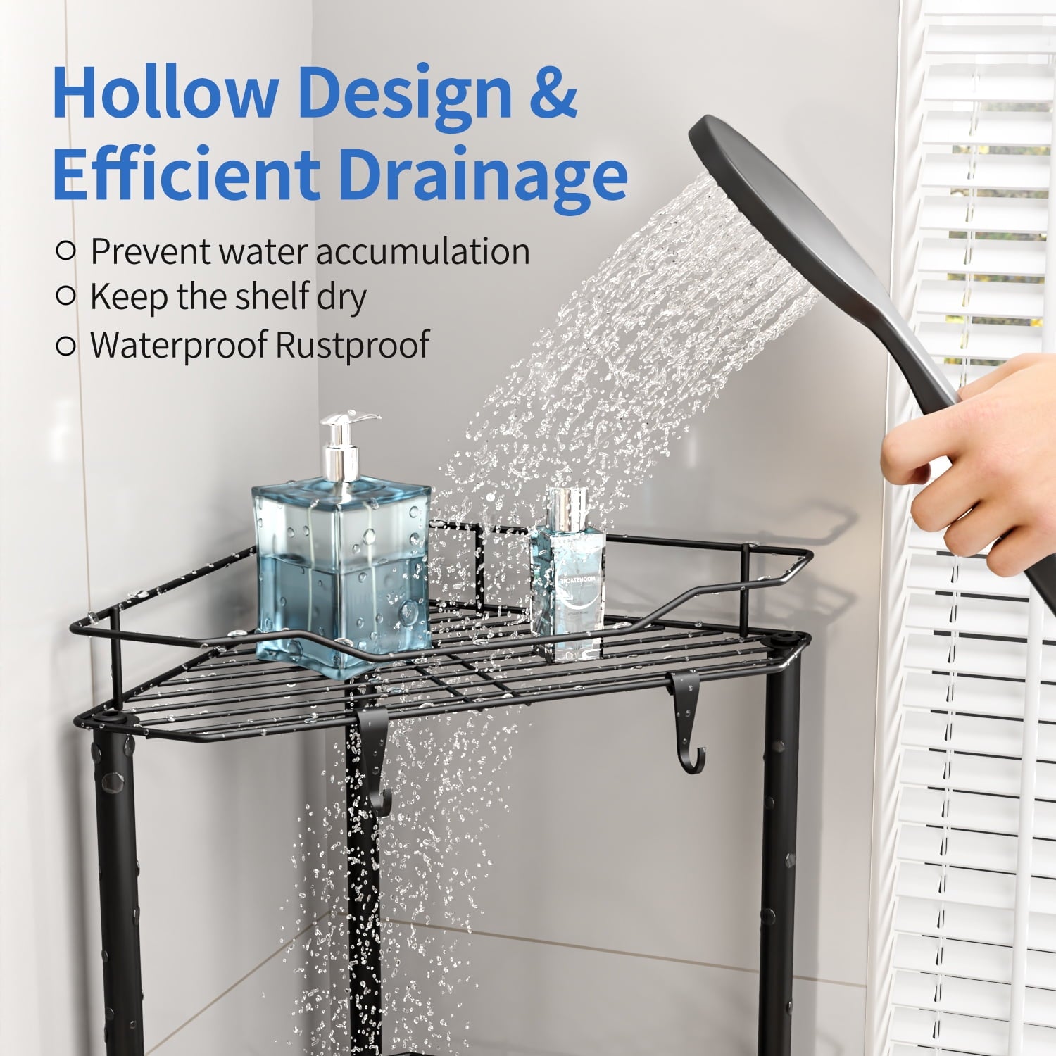 TINANA Corner Shower Caddy: 4 Tier Corner Shelf Organizer, Floor Standing Shower Caddy for Bathroom, Rest Room, Black - Image 2