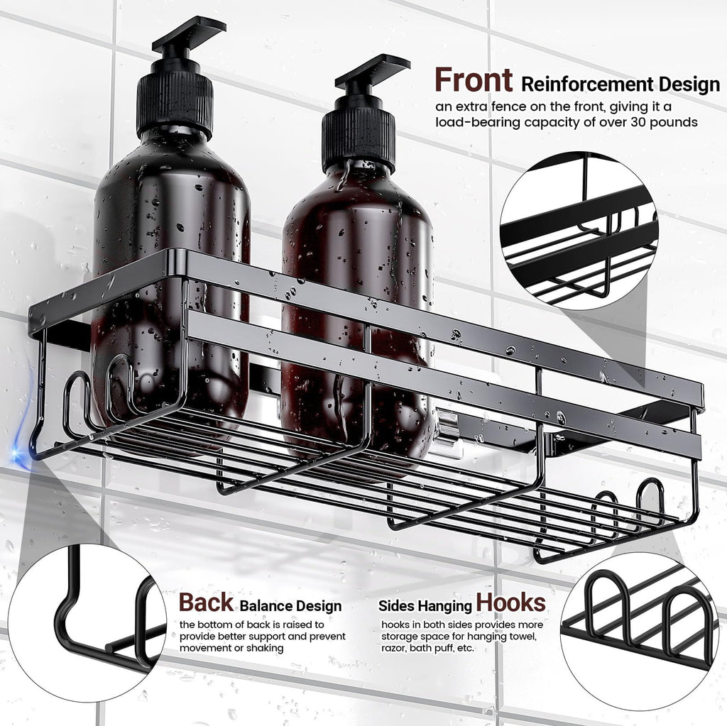AHOXE Adhesive Shower Caddy, 5 Pack Rustproof Stainless Steel Bath Organizers With Large Capacity, No Drilling Shelves for Bathroom Storage - Image 6