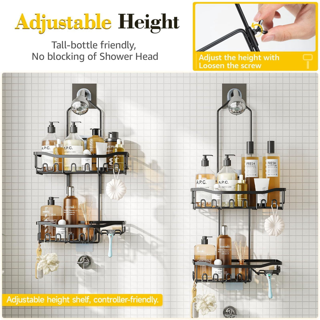 VANCORE Shower Caddy over Shower Head – Adjustable Hanging Organizer with Hooks for Shampoo, Soap, and Razor Holder - Image 3