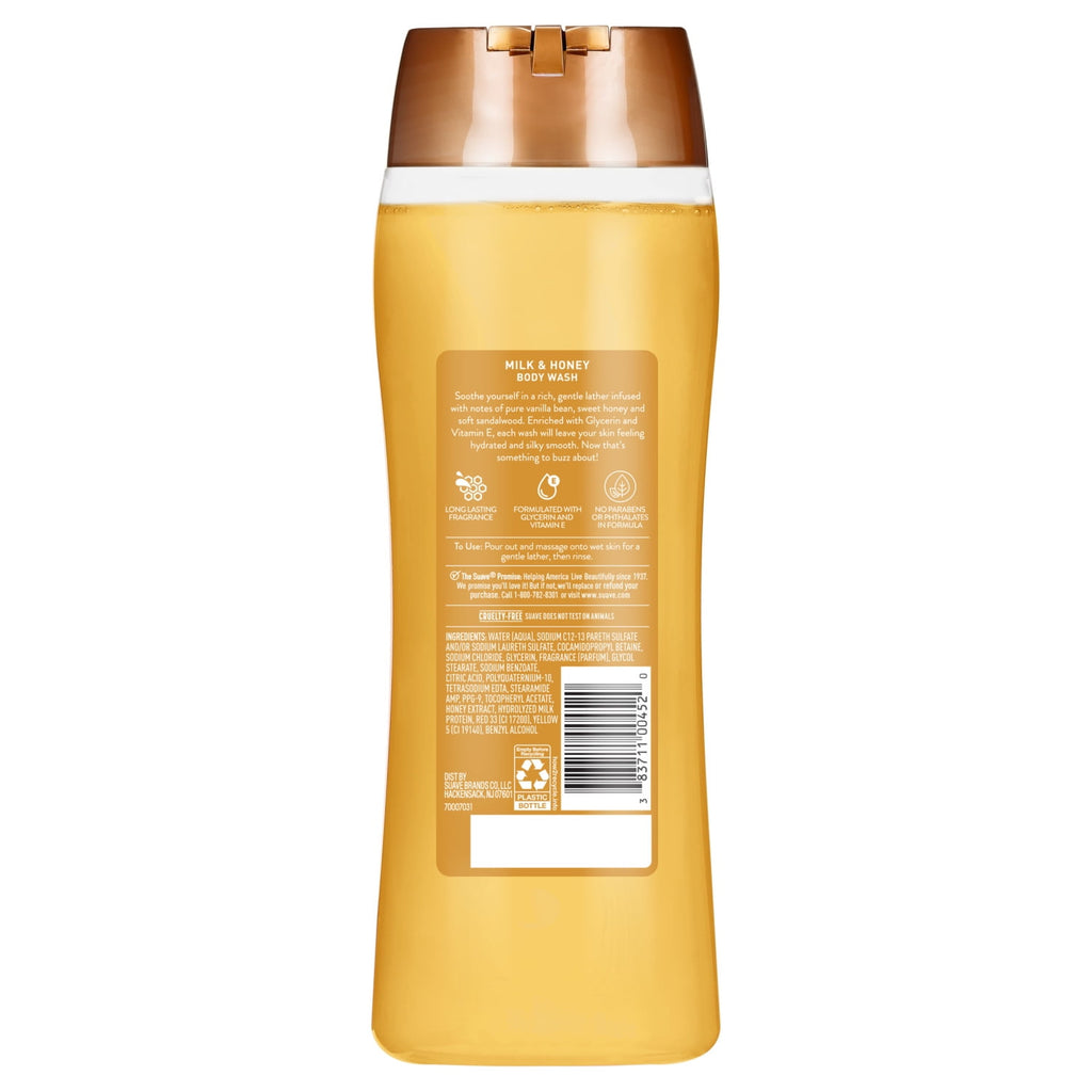 Suave Milk & Honey Moisturizing Body Wash with Glycerin & Vitamin E, 18 FL OZ - Image 6