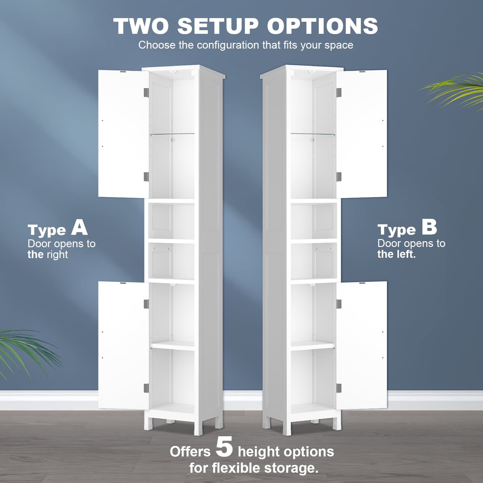 Bathroom Storage Cabinet with Lights, Adjustable Shelves, White - Image 3